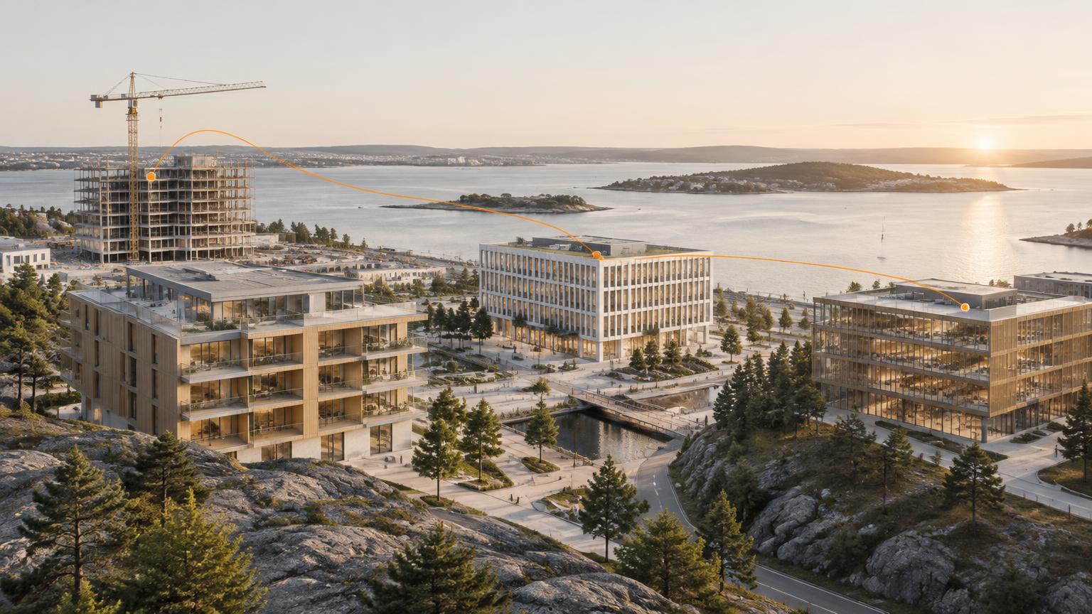 Flera byggprojekt sammanlänkade i ett gemensamt kommersiellt minne